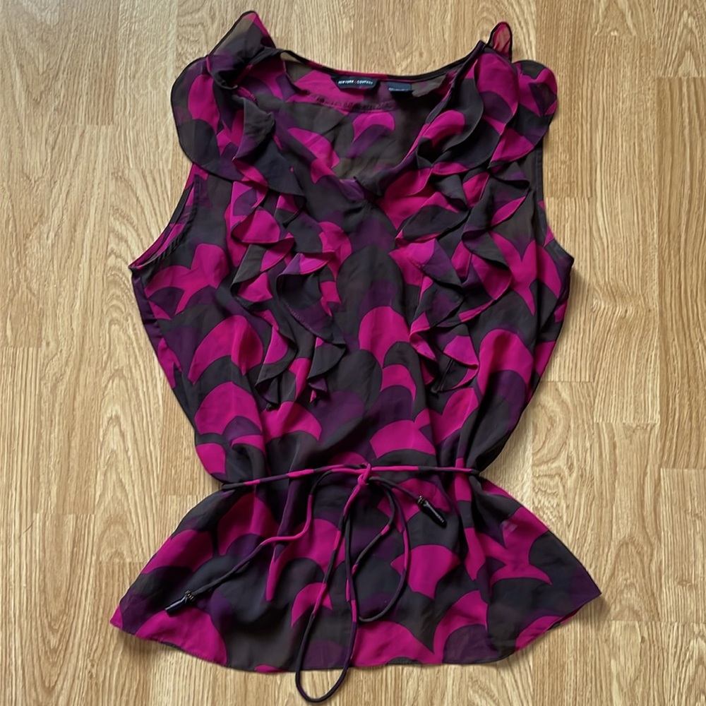 Ruffle tank with tie